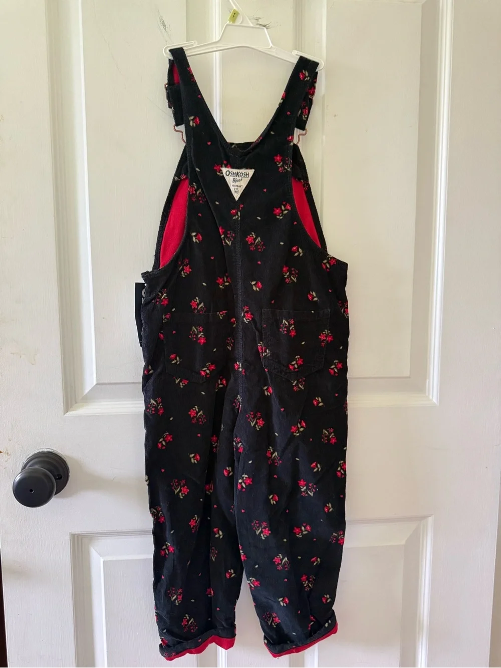 OshKosh B'gosh Black Floral Corduroy Overalls